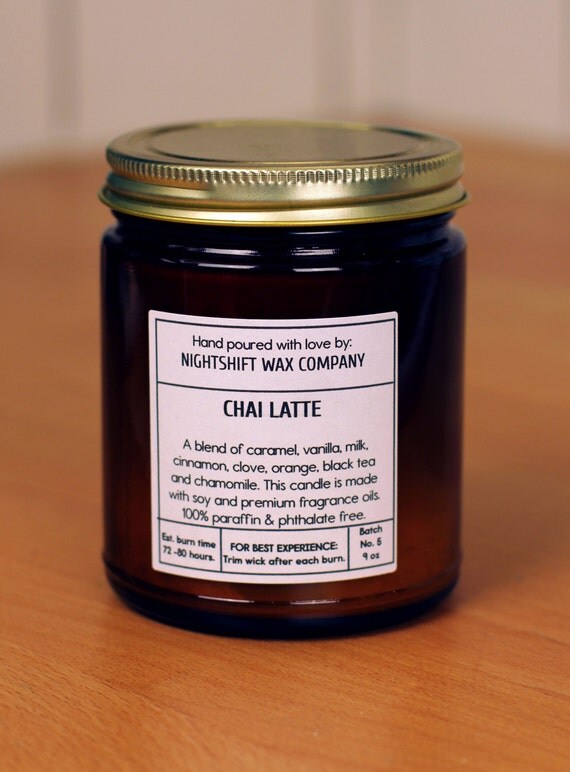 Chai Latte Soy Candle by NightShiftWaxCo on Etsy