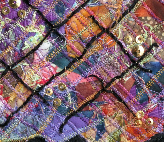 Mixed Media Art Quilt Purple Abstract by UniquelyJenCreations