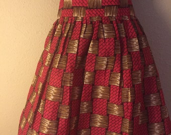 Items similar to Tea Length Tie-Closure African Print Skirt on Etsy