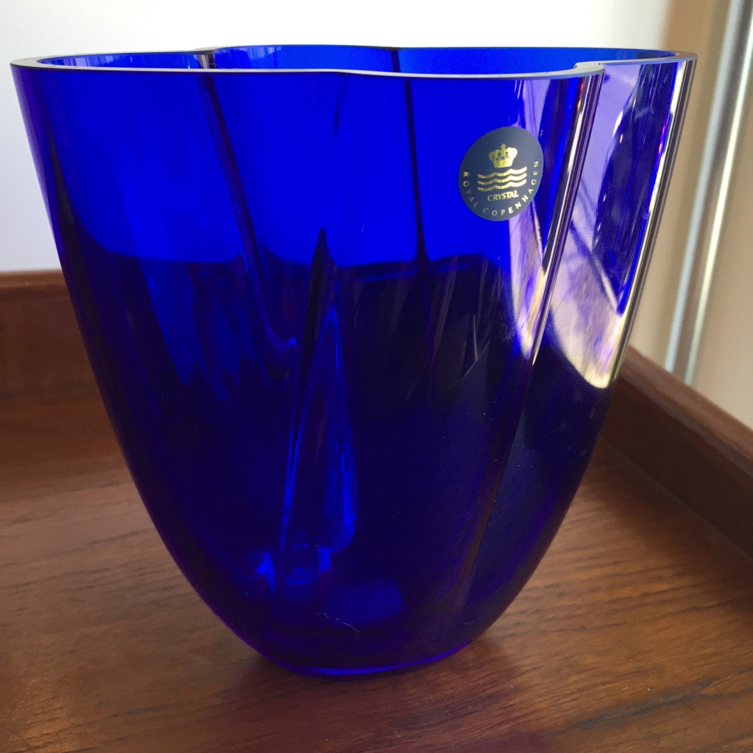 Royal Copenhagen crystal cobalt blue vase by AbodeMidcentury