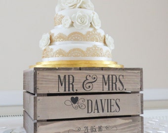Personalised Rustic Wedding Cake Stand Vintage Wooden Apple Crate Personalised Rustic Wedding Cake Stand Vintage Wooden Apple Crate
