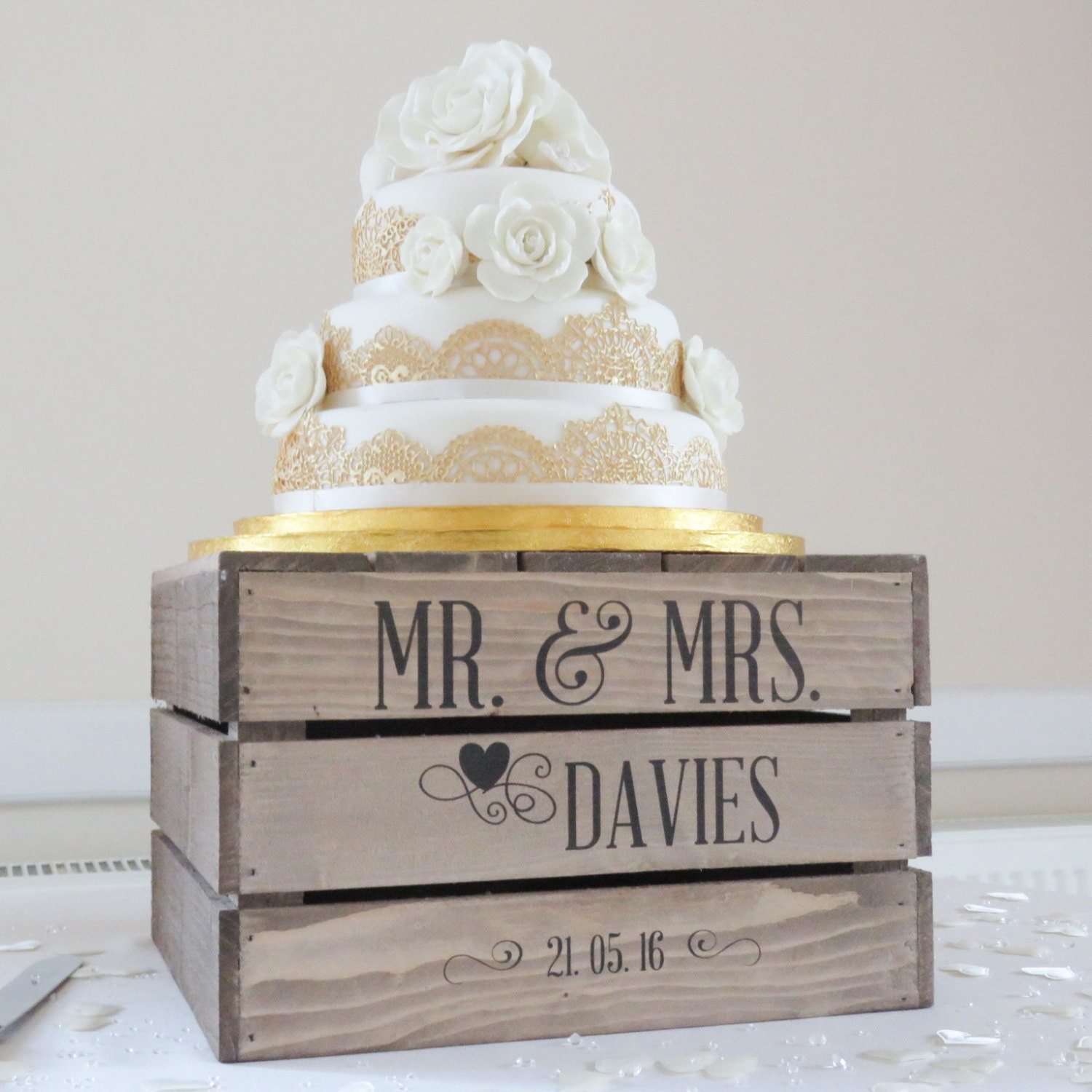 Personalised Rustic Wedding Cake Stand Vintage Wedding Wooden
