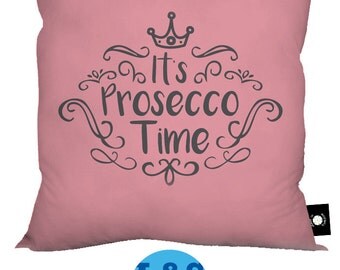 Pink It's Prosecco Time Design 18" x 18" Cushion Cotton Feel Great Gift
