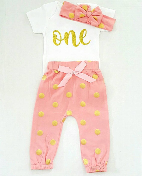 Baby Girl One Onesie / Gold Onesie / Girl Birthday by GlitzzyBlitz