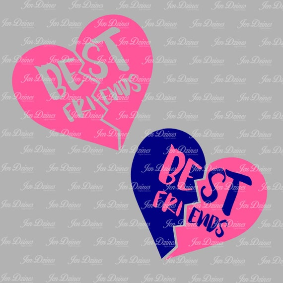 Download Best Friend Split Heart SVG DXF EPS Best Friends Design
