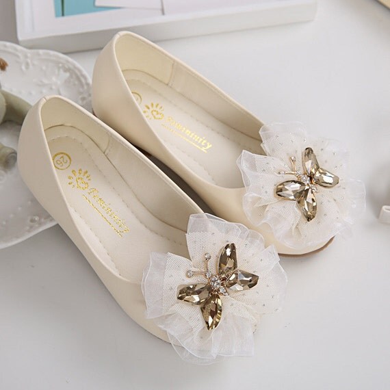 Ivory Girls Shoes Toddler Flower Girl Shoes Champagne
