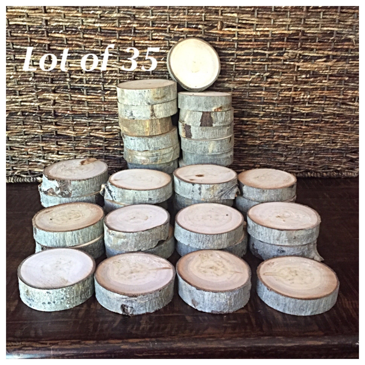 SALE Set of 35 3 to 4 Wood Slices Rustic by AspenRusticCreations