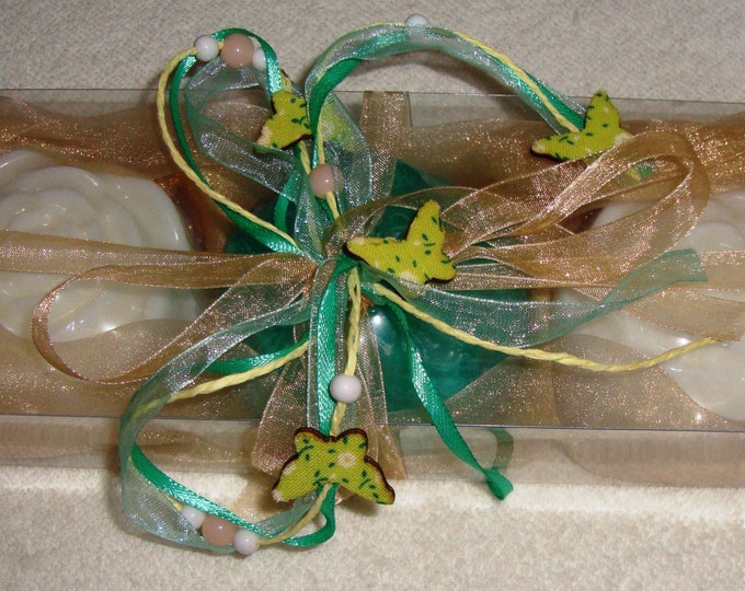 Aqua Beige White Handmade Soaps Gift Set, Luxury Flower Glycerin Scented Soap, Summer Gift, Beauty Gift Set, Graduation Gift, Get well Gift