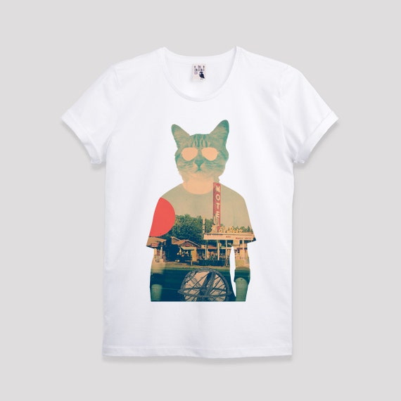 Cool Cat Men's Printed Tshirt Funny Animal Print Tshirt