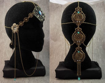 Hair ornaments / headdress / Headband / Diadème / Tiara / Crown / "Belle Hélène" Romantic Victorian Style Antique Egyptian Godess / Bronze