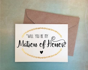 Will You Be My Matron of Honor Card, Matron of Honor Gift, Matron of Honor Proposal, Bridesmaid Card, Bridesmaid Proposal, Red Fern Studio
