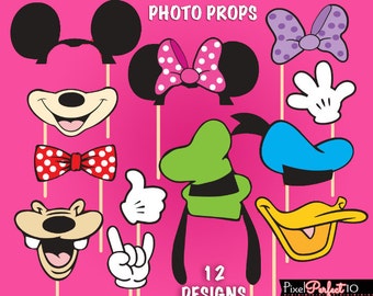 MINNIE MOUSE Photo Booth Props, Minnie Mouse birthday, Minnie Mouse party, Minnie Mouse DIGITAL photo props, Minnie Mouse Clubhouse, Mickey