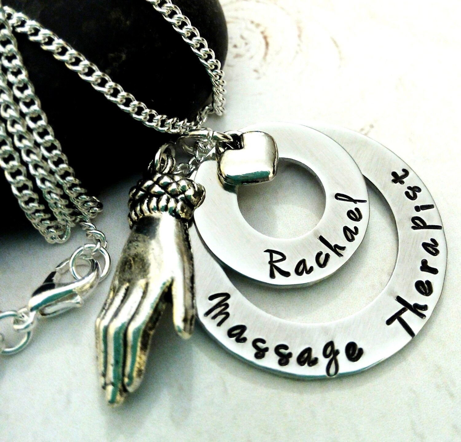 Personalized Massage Therapist Necklace MT by SymbolicReflections