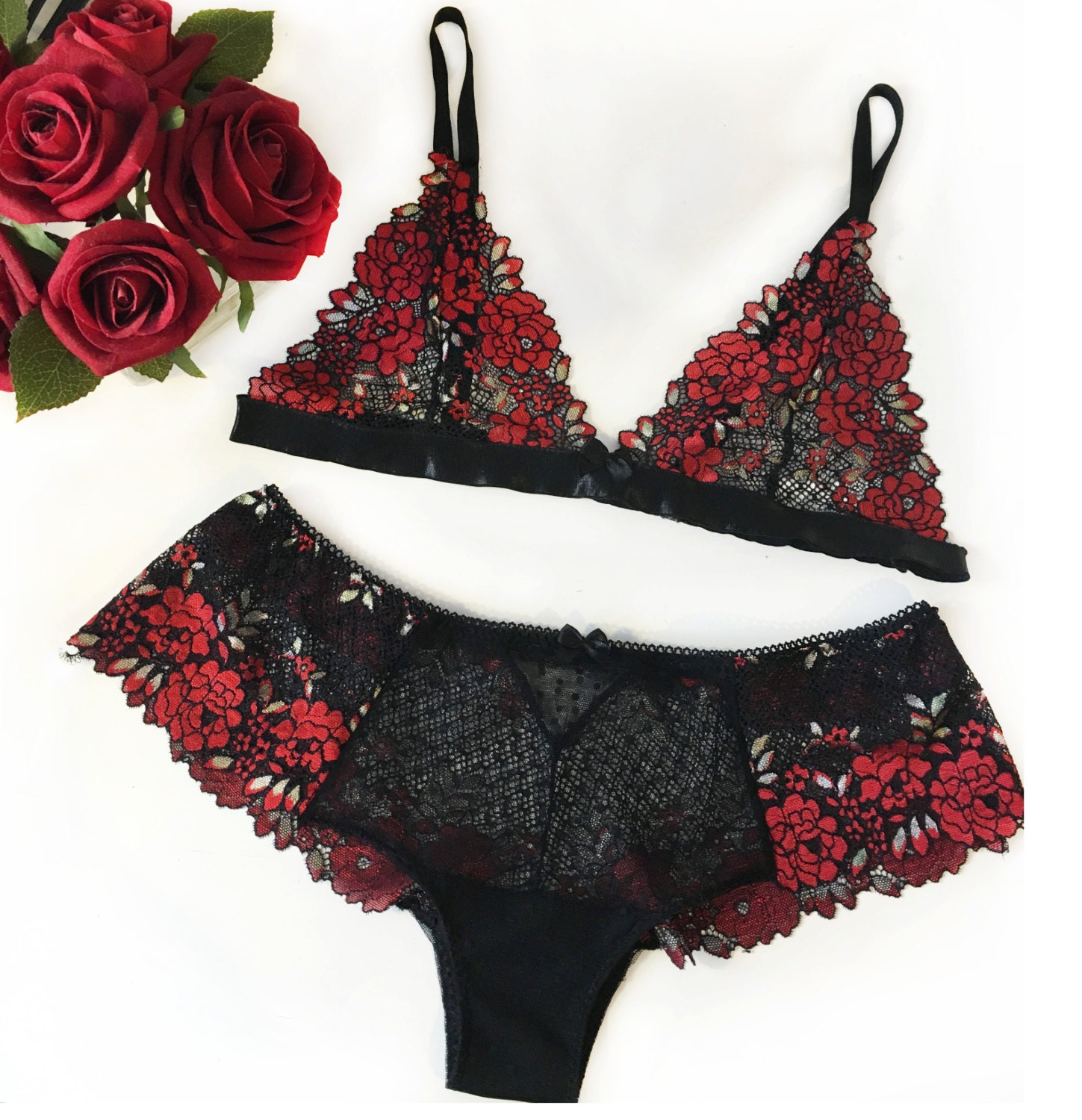 Red Rose Lingerie Set By ScarlettVictoriaa On Etsy