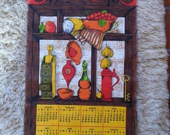 1979 Calender Tea Towel. Retro linen. Kitchen Tea Towel.