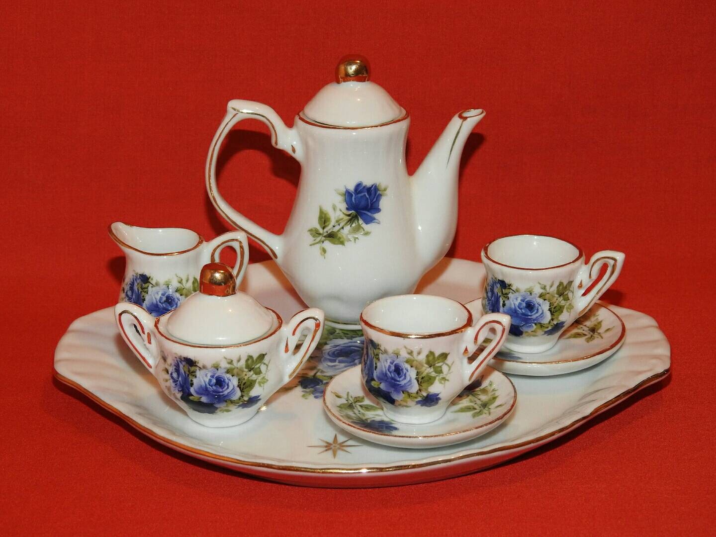Vintage miniature Tea Set with serving tray
