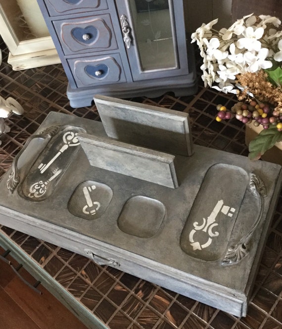 Vintage Wooden Valet Tray // Men's Painted Butler Jewelry