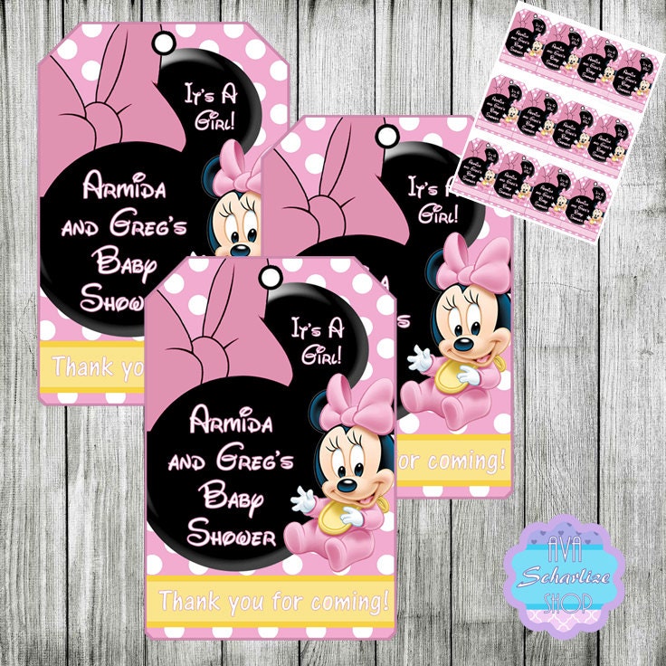 baby minnie mouse thank you tags favor tags personalized diy
