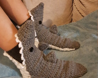 PATTERN for crocheted Shark Socks Baby Child and Adult