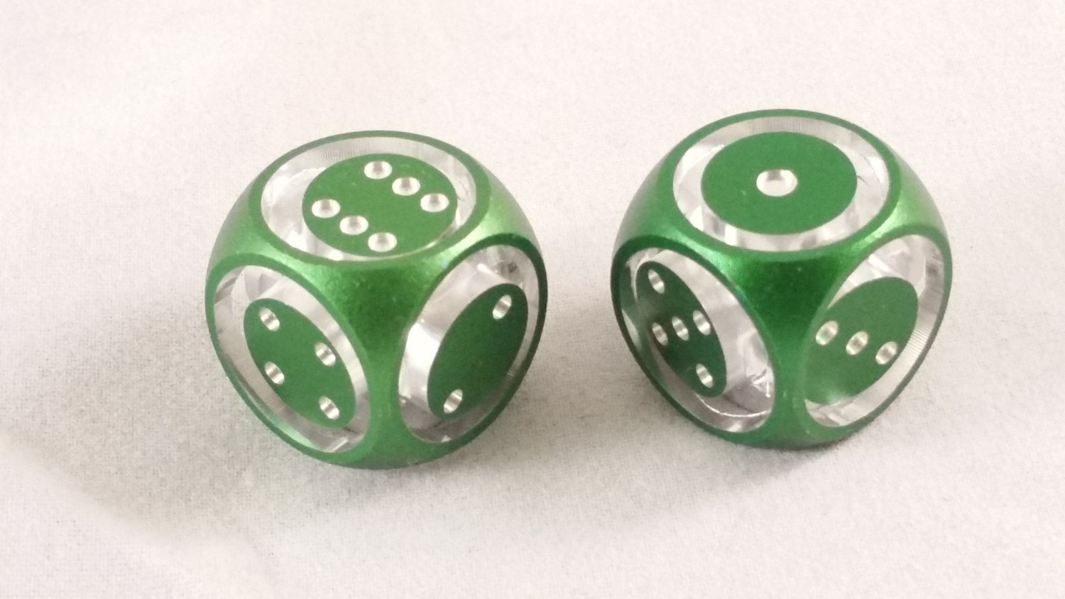 Aluminum Dice Precision Machined Floating Style Green
