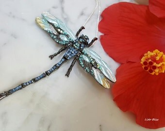 Dragonfly Necklace, Dragonfly Brooch, Vintage Design