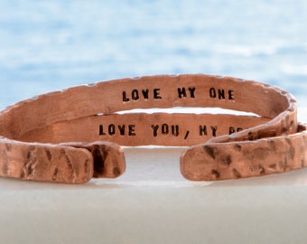 FAST SHIPPING Couple Copper Bracelet Man Bracelet Women Cuff Bracelet Secret Message Bracelet Women Copper Bracelet Men's Hammered Texured