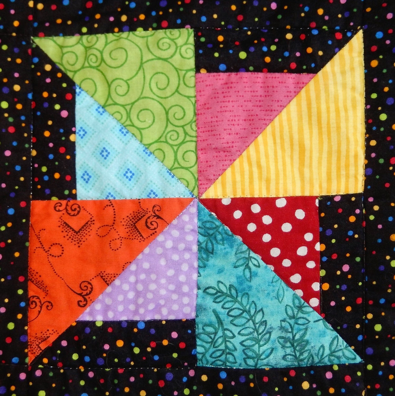 Pinwheel PDF Easy Scrappy Pieced Quilt Block Pattern Simple