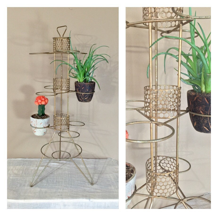 Vintage Rustic Plant Stand / Vintage Metal Plant Stand