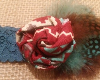 Baby lace headband girl headband southwestern native American boho you choose size birthday party newborn picture prop teal maroon turquoise