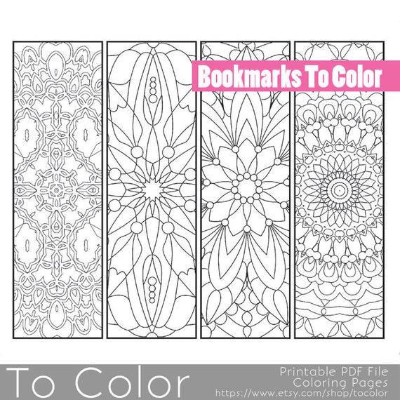 printable pattern coloring page bookmarks pdf jpg instant