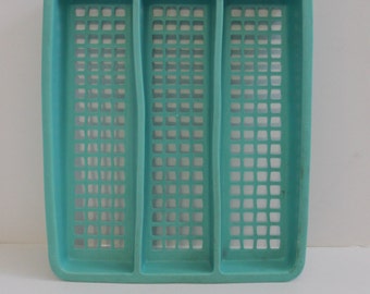 Amazing Vintage Aqua-Turquoise Utensil Holder-Deka Plastic- Crafting-Storage-Mod-McM