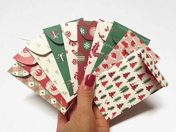 10 pcs of Christmas Gift Card Holder. Holiday Card Holder. Holiday Envelopes. Tiny Envelopes. Christmas Card Envelopes.