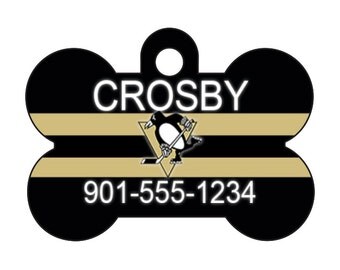 Pittsburgh Penguins Pet Id Dog Tag Personalized w/ Your Pet's Name and Number