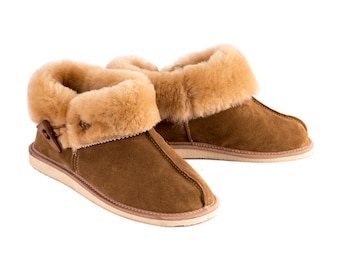 Woman's Sheepskin Slippers with natural leather - hand made and healthy shoes - Keep warm this winter