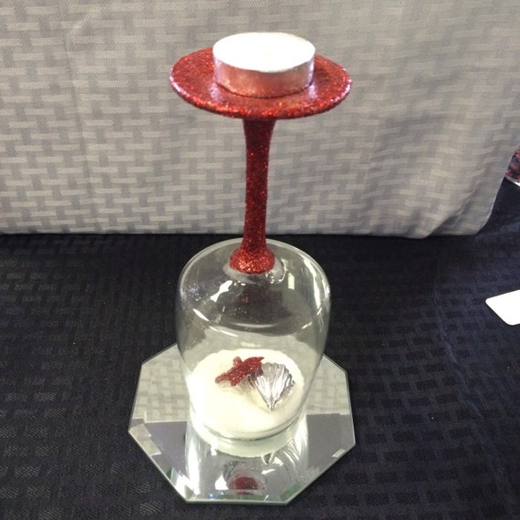 Red Christmas Candle Holder by JamiesJauntyCreation on Etsy