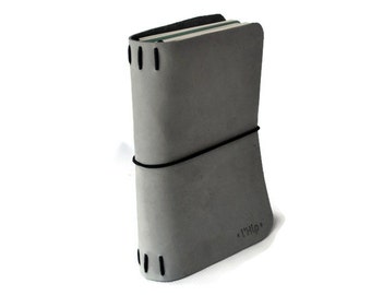 Leather Journal | Grey blue | A6 Travel Notebook | Diary | Rustic | Book | Refillable | Writing Journal | Lined Diary | Traveler |