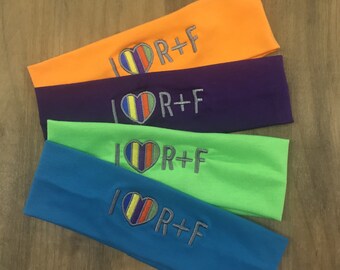 Rodan and Fields Inspired I Love (heart) R and F Headbands Embroidered Sets of 4 or more