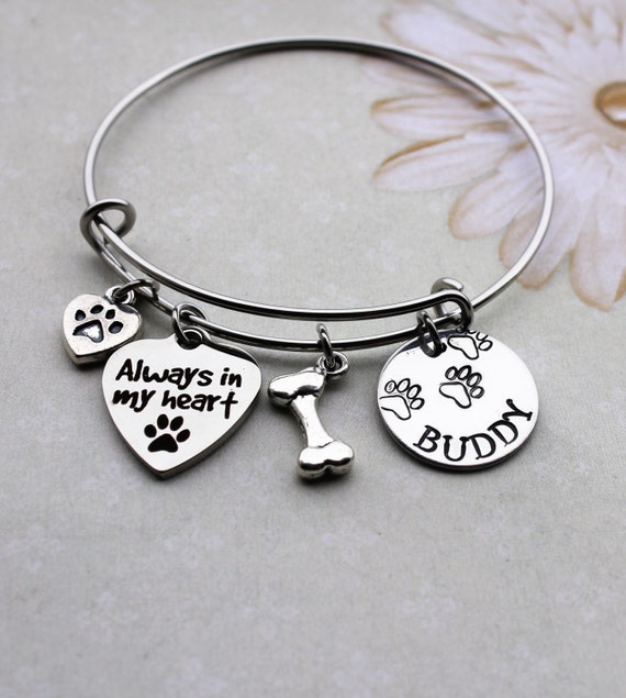 Dog Memorial Bracelet Dog Memorial Bangle Dog By Loveherbyalissa