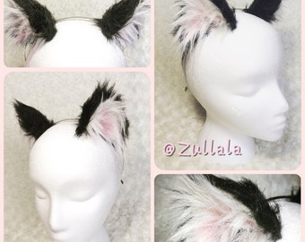 Basic Black Realistic Kitten Ears, Cat Ears, Black and White Cat Ears