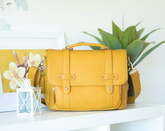DSLR Camera Bag - Alice in summer ochre | carries 2-3 lenses | fully padded & adjustable dividers | Travel Bag | Messenger