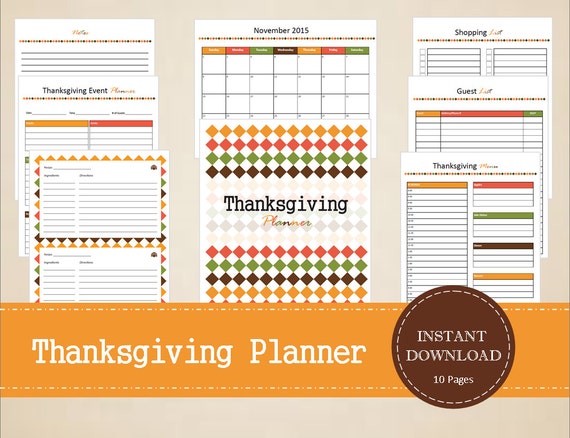 Thanksgiving Planner Thanksgiving Calendar by MBucherConsulting