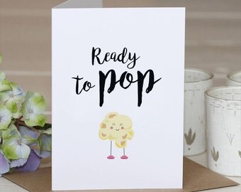 Ready to Pop Card // Baby Shower Card // New Mum Card // Popcorn // Pun Card // Baby shower pun card // New Mum // Pregnant card