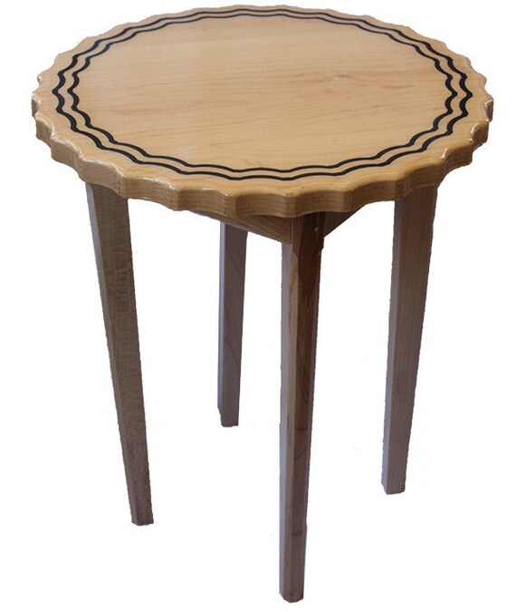 Scalloped Edge Round Maple Side Table by StylishAccentsGifts