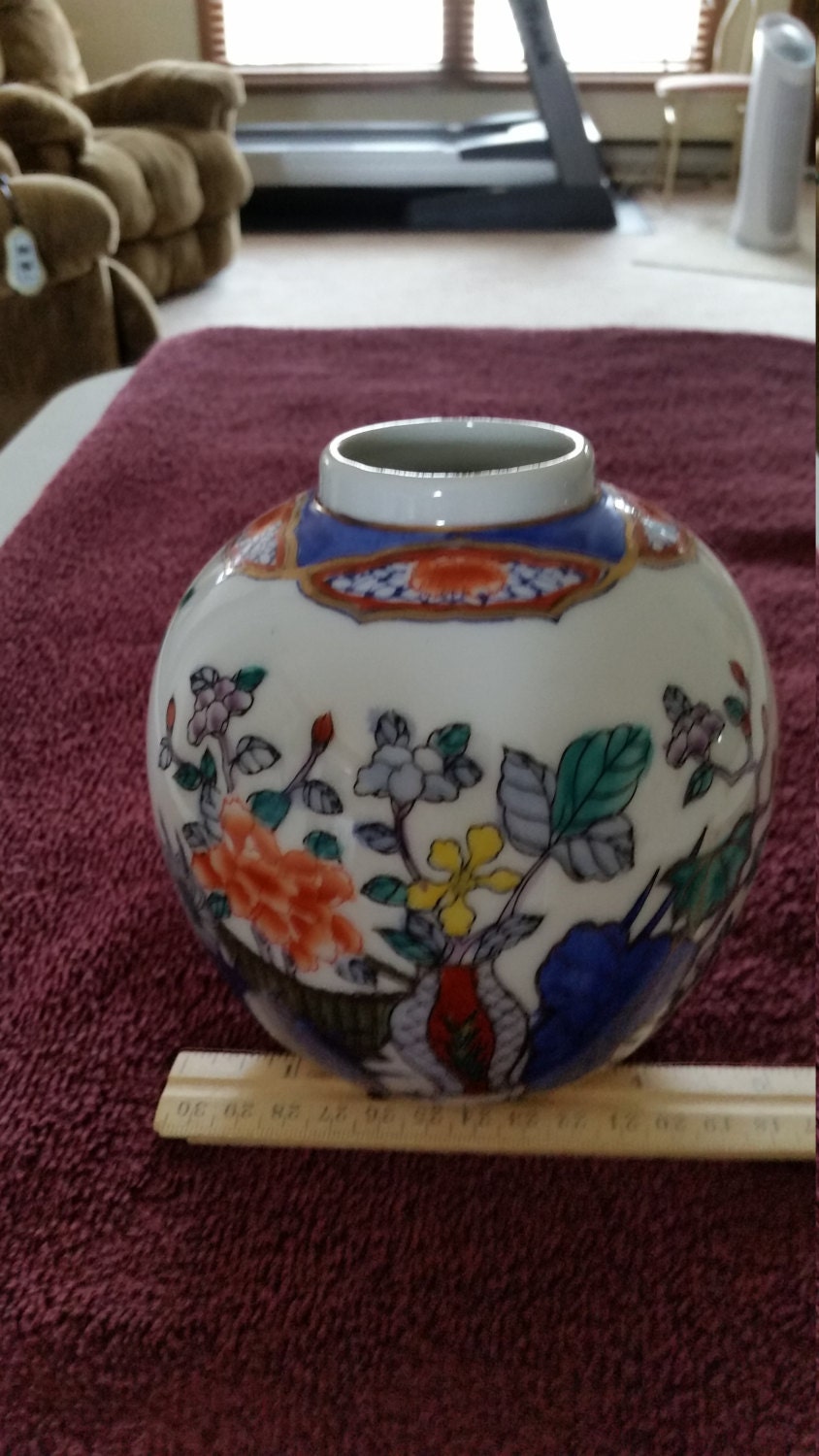 vintage macau ginger jar vase signed hand painted porcelain