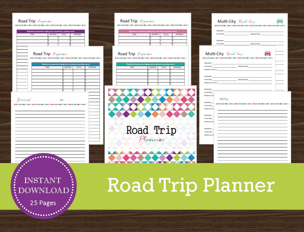 Road Trip Planner Printable and Editable Travel Planner