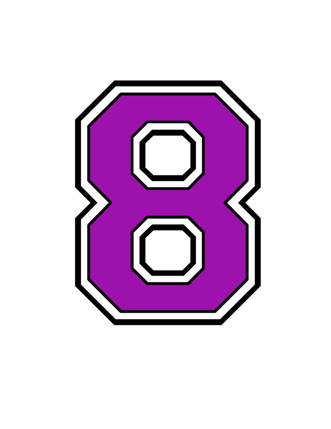 Iron on transfer purple number 8 for t shirt transfer instant