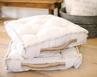 Farmhouse Floor Cushion - Bench Cushion - Chair Cushion - Tufted Cushion - French Mattress