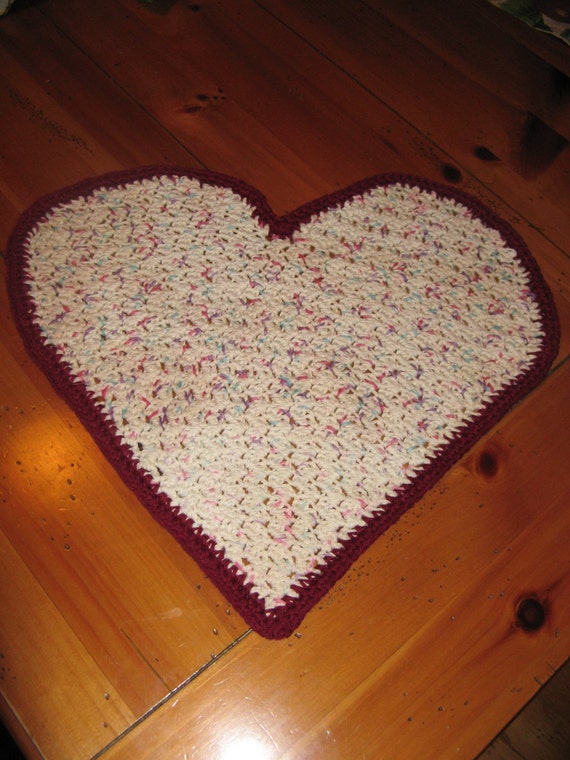 Heart Placemat by MudRunCrochet on Etsy