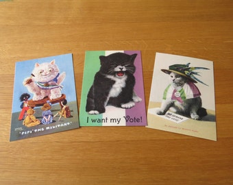 Three Suffragette Cat Postcards