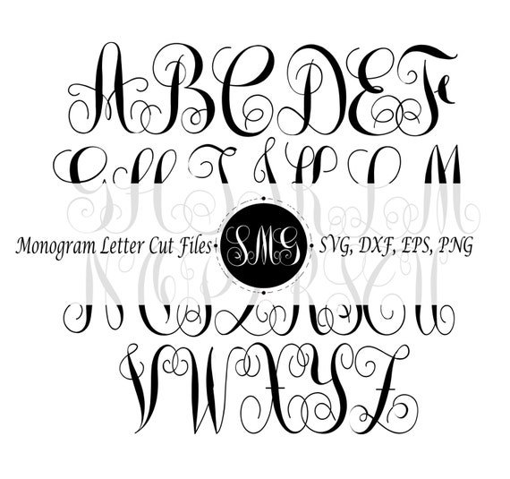 Intertwine Vine Monogram Letters- SVG Monogram Cut Files- Monogram Alphabet Cut Files- Monogram Font for Silhouette & Cricut- DXF, EPS Files